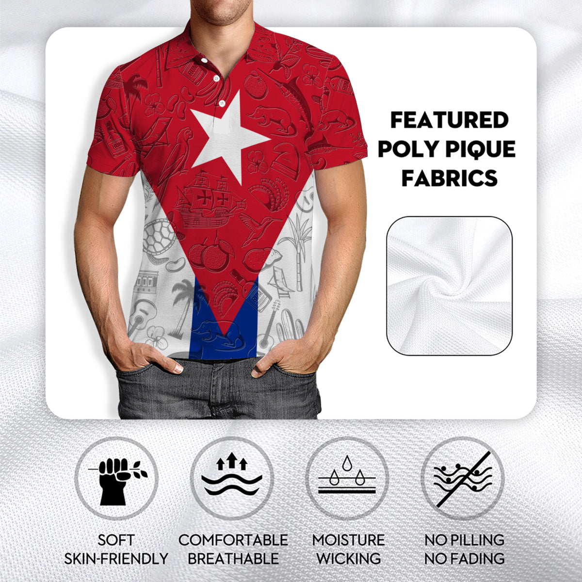 Cuba Polo Shirt With Cultural Flag