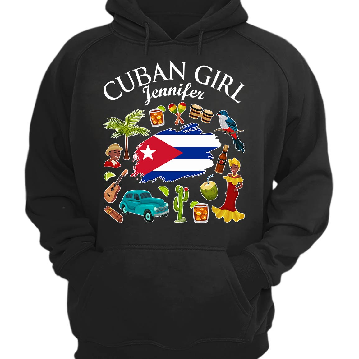 Customized Cuban Girl T-shirt With Symbols And Name - Teezalo Customized Cuban Girl T-shirt With Symbols And Name - Teezalo