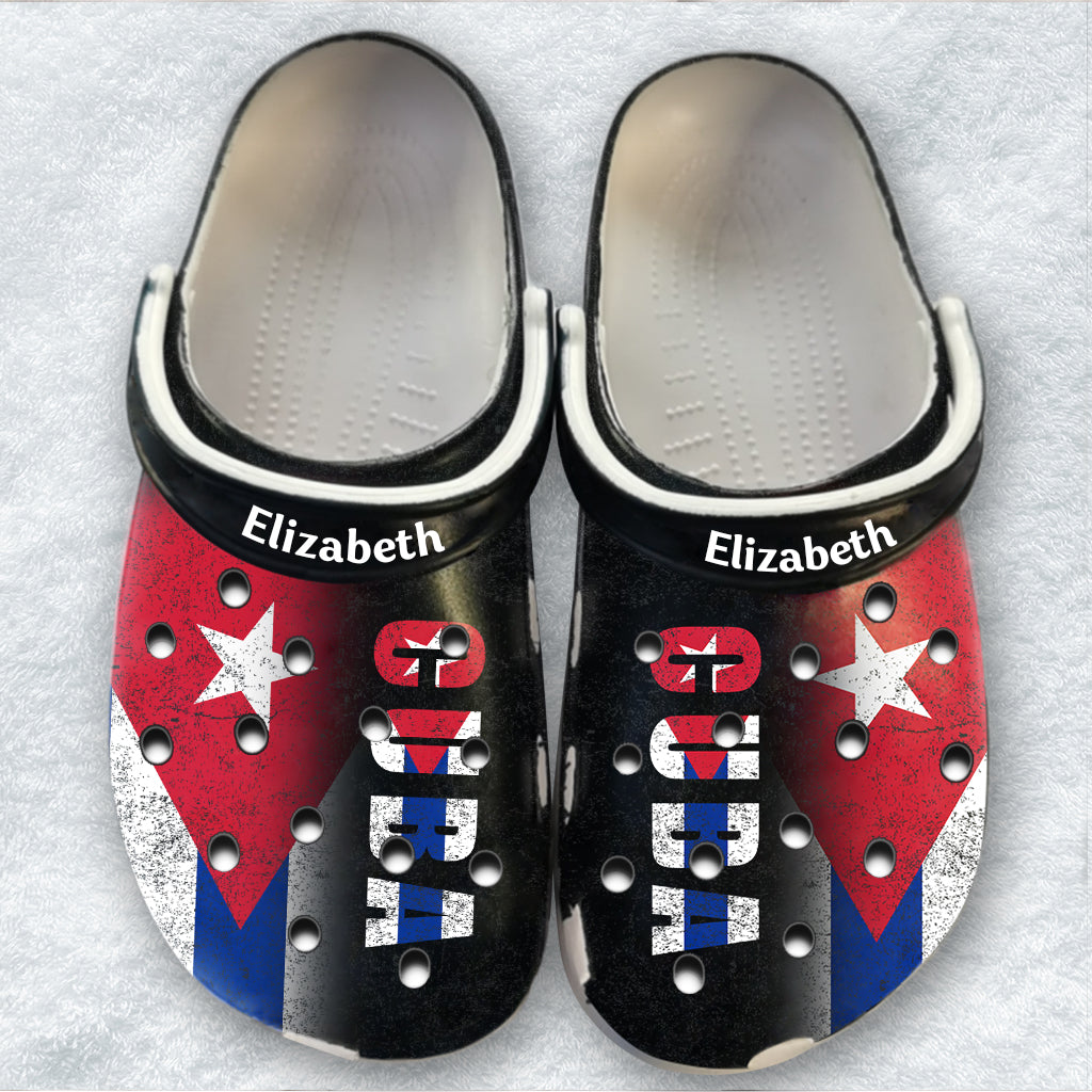 Cuba Personalized Clogs Shoes With A Half Flag