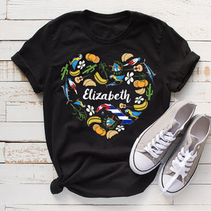 Custom Cuba Heart T-shirt With Your Name