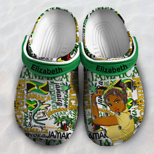 Custom Jamaica Mixed Symbols Clogs Shoes