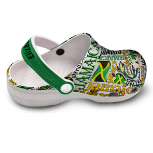 Custom Jamaica Mixed Symbols Clogs Shoes