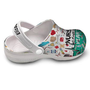 Nurse Is A Work Of Heart Personalized Clogs Shoes