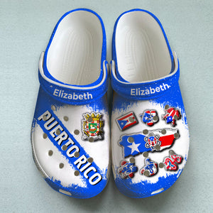 Custom Puerto Rico Clogs Shoes, Puerto Rico, Symbols