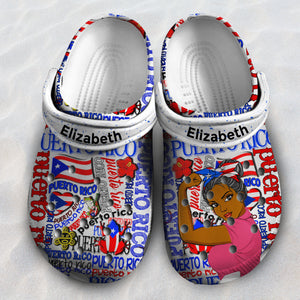 Custom Puerto Rico Mixed Symbols Clogs Shoes