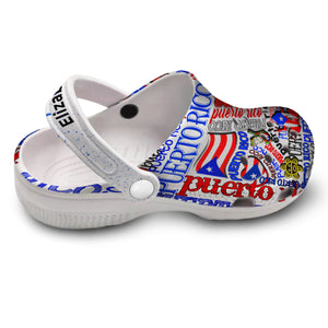 Custom Puerto Rico Mixed Symbols Clogs Shoes