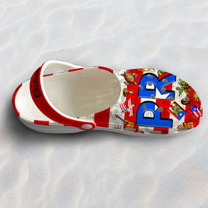 Custom Puerto Rico PR Flag Clogs Shoes With Your Name