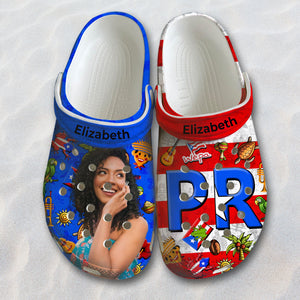 Custom Puerto Rico PR Flag Clogs Shoes With Your Name