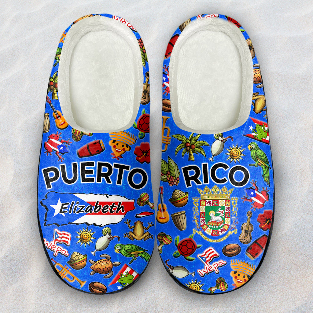 Custom Puerto Rico Symbols Slippers