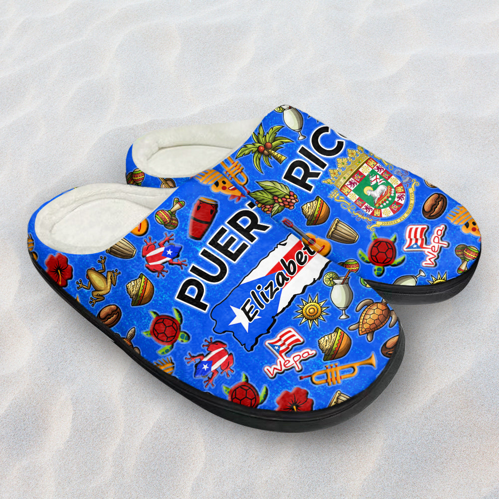 Custom Puerto Rico Symbols Slippers