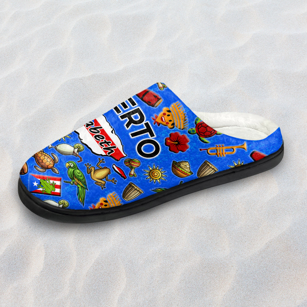 Custom Puerto Rico Symbols Slippers