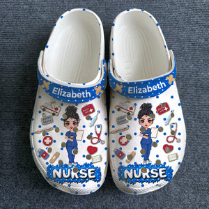 Customized Nurse Clogs shoes With Symbols, Clipart, Photo