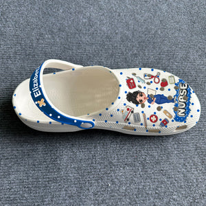 Customized Nurse Clogs shoes With Symbols, Clipart, Photo