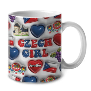Czech Girl Coffee Mug Cup With Custom Your Name