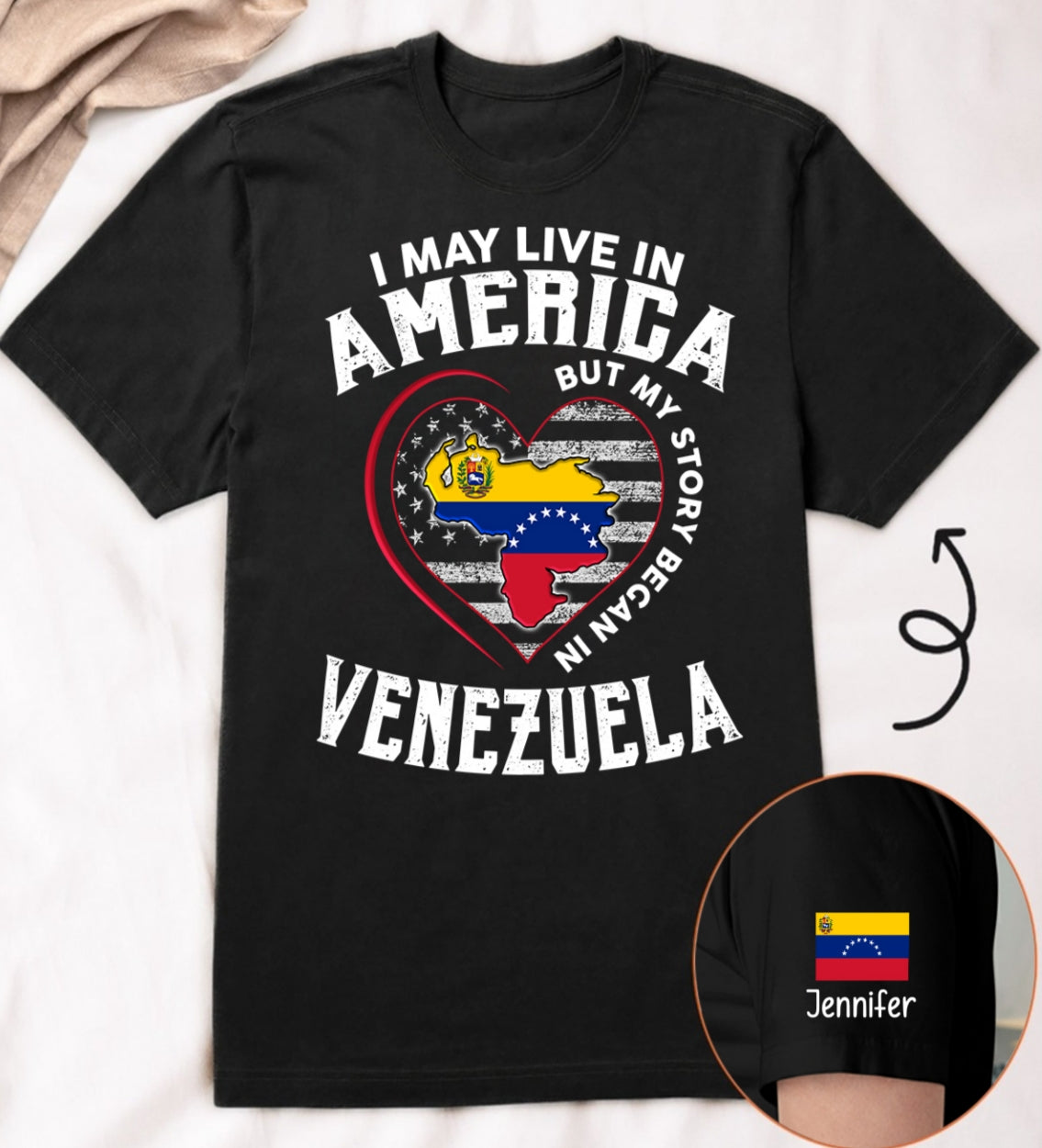 Custom My Story Began In Venezuela T-shirt With Name On The Sleeve