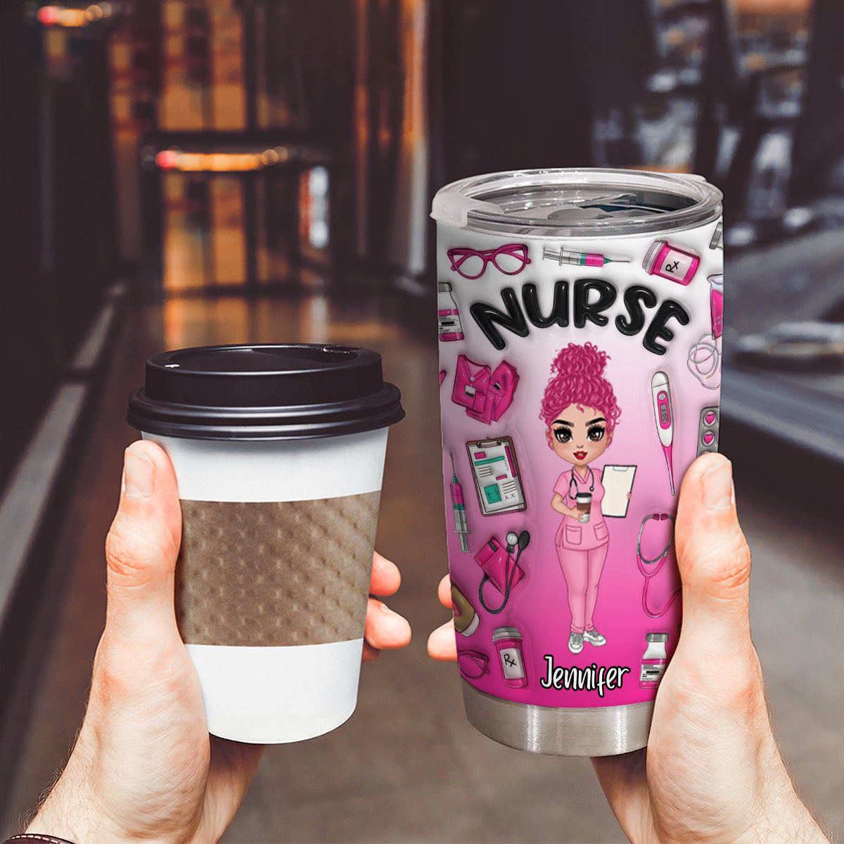 Custom Nurse Tumbler With Background Color