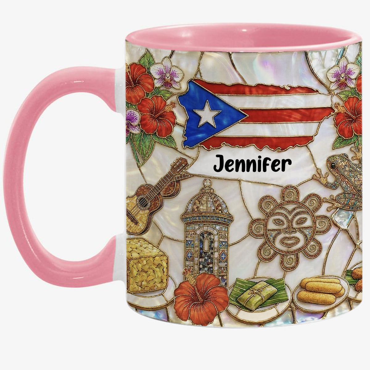 Custom Puerto Rico Accent Mug With Symbols Of Puerto Rico
