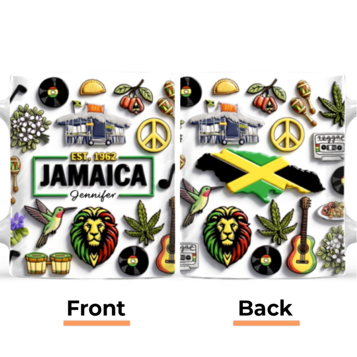 Custom Jamaica Symbols 11oz Mug With 3D Symbols Print