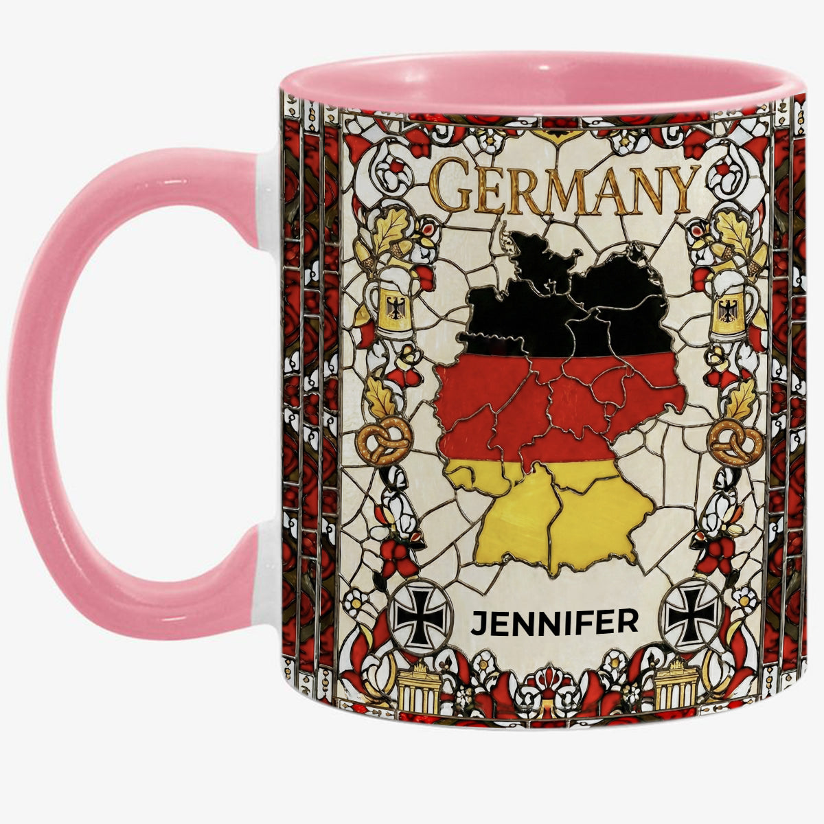 Custom Germany Accent Mug With Flower Patterns