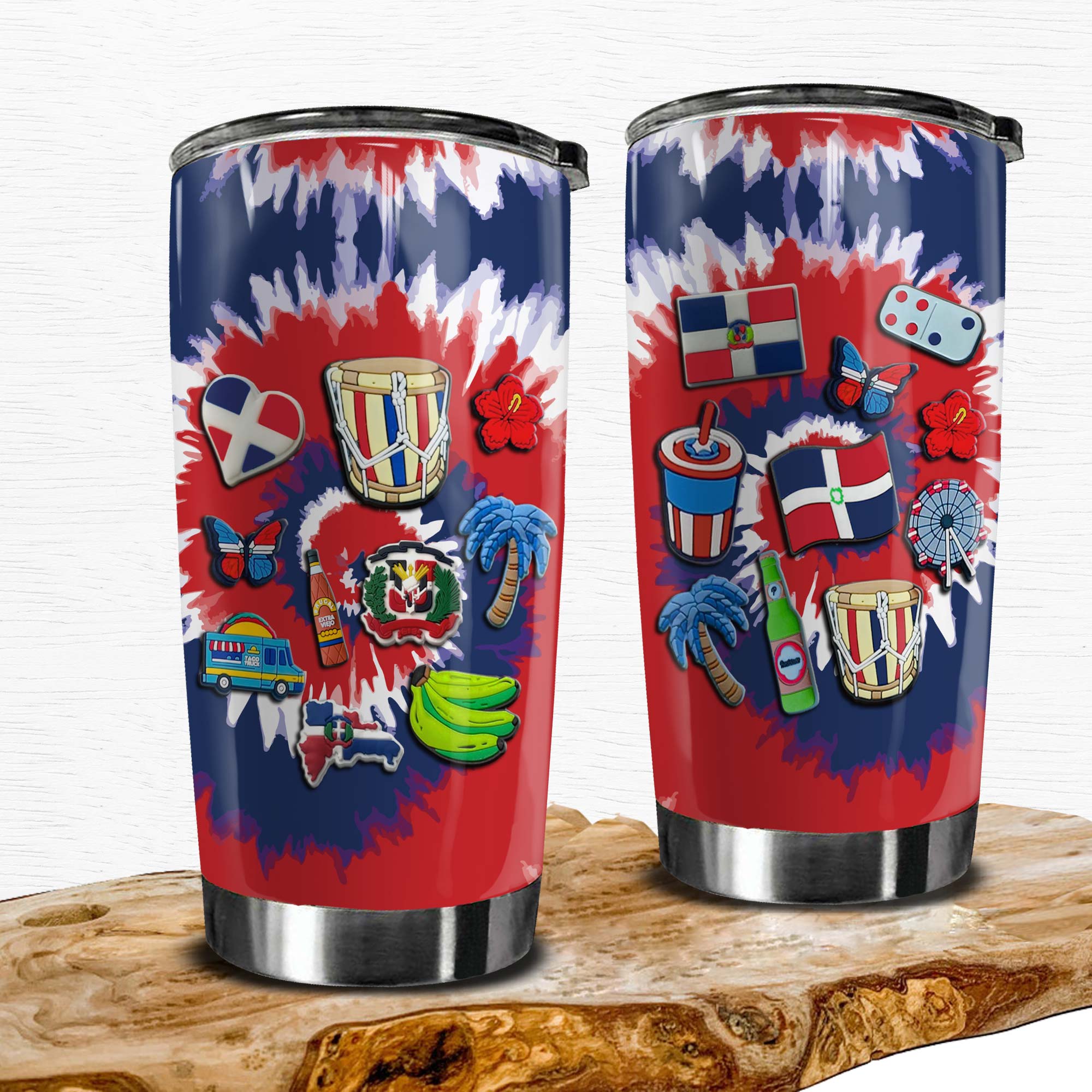 Dominican Personalized Tumbler With Symbols Tie Dye