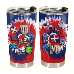 Dominican Personalized Tumbler With Symbols Tie Dye