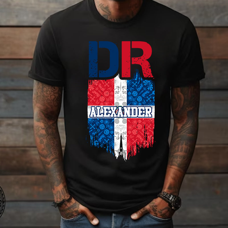 Custom Dominican Flag Hoodie Flag Distressed With Symbols