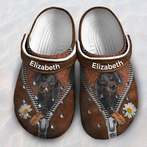 Dachshund Personalized Clogs Shoes With Daisy