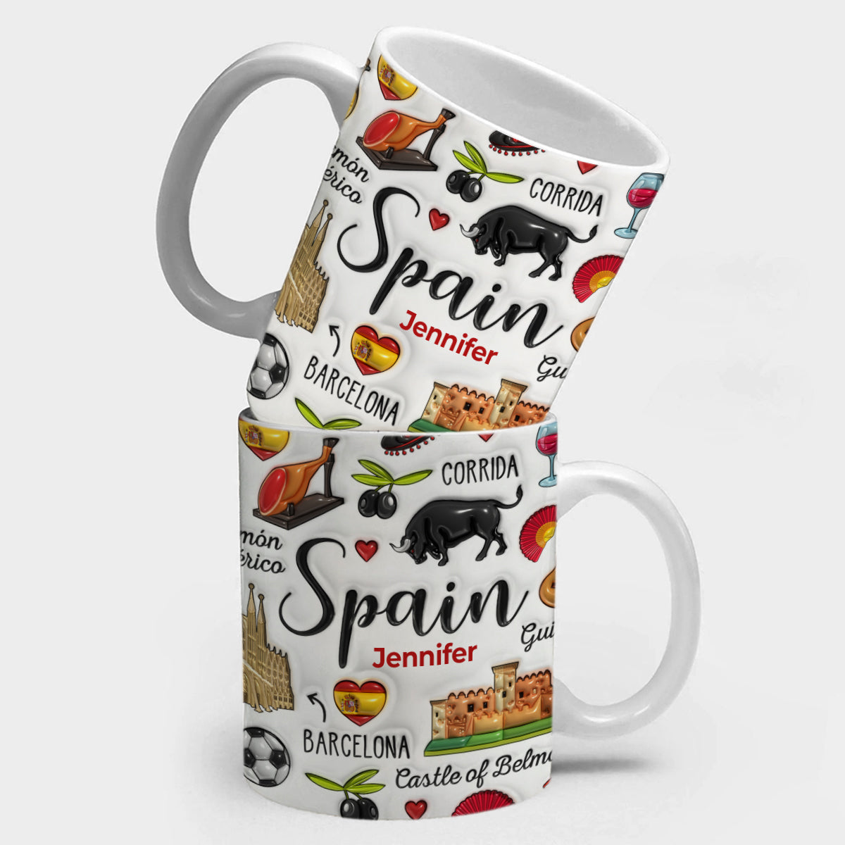 Custom Spain Spanish Coffee Mug Cup With Symbols