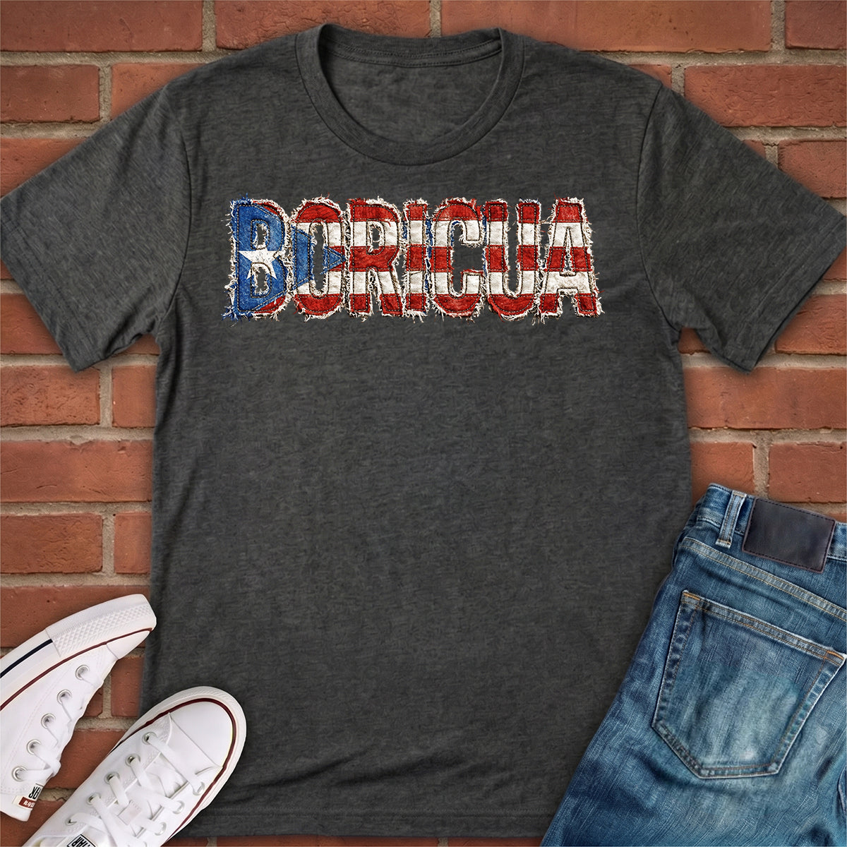 Distressed Boricua Printed T-shirt