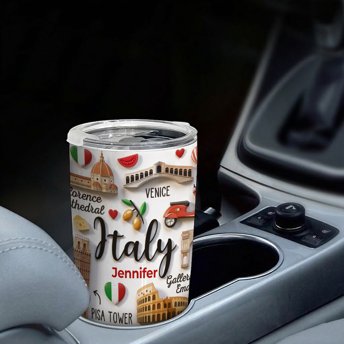 Italy Tumbler With Custom Your Name Emboss Effect