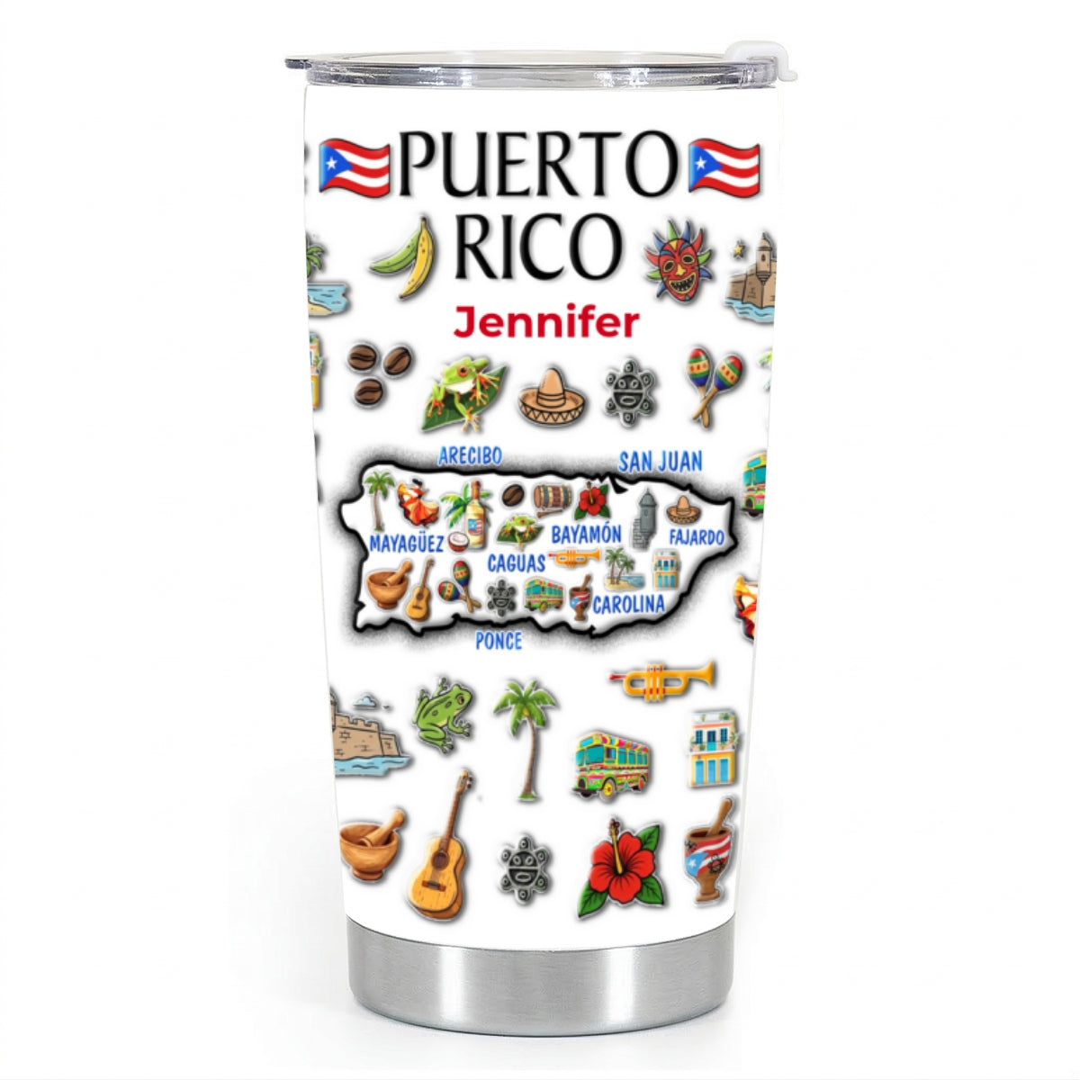 Custom Puerto Rico Map Tumbler With Your Name