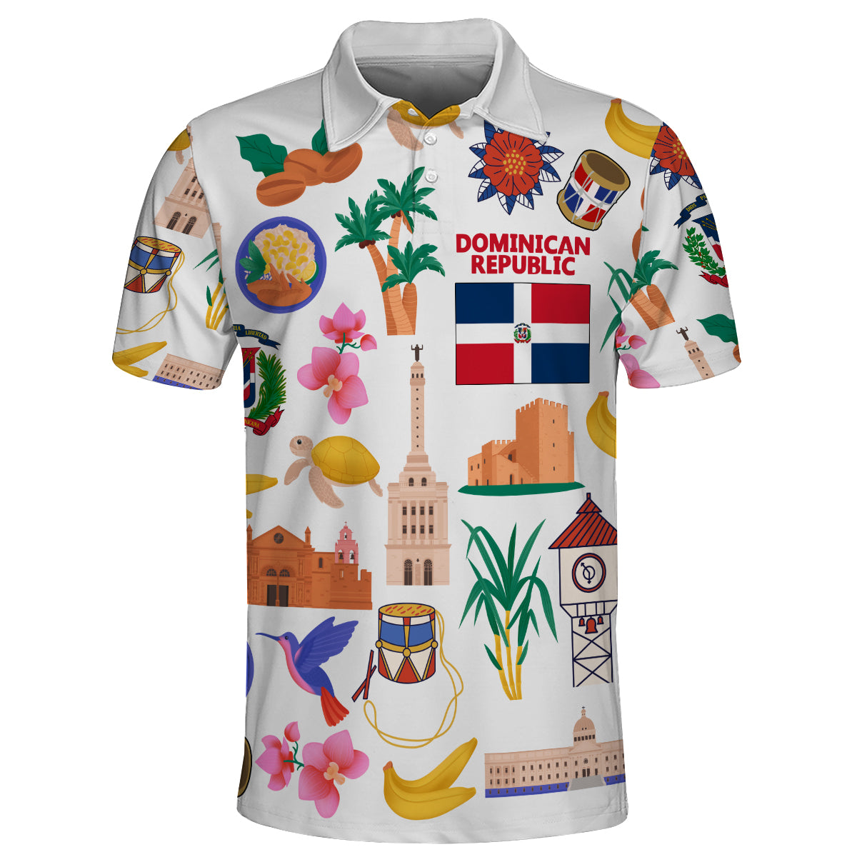 Dominican Republic Flag With Symbols Polo Shirt