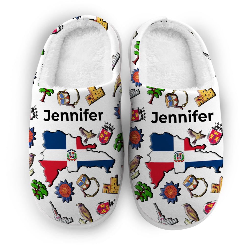 Dominican Customized Slippers With Dominican Flag And Symbols