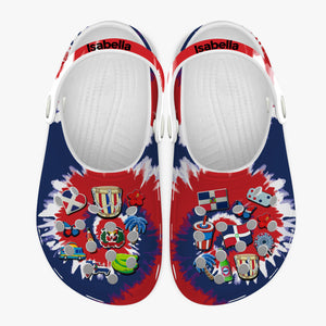 Dominican Personalized Clogs Shoes With Symbols Tie Dye