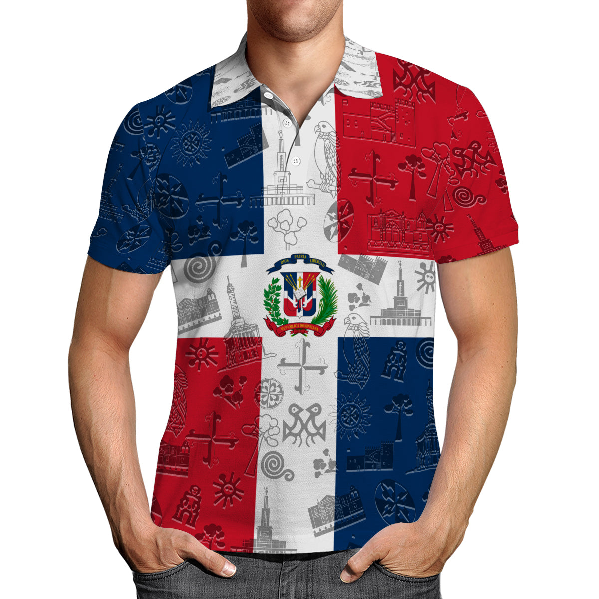 Dominican Repubic Polo Shirt With Cultural Flag