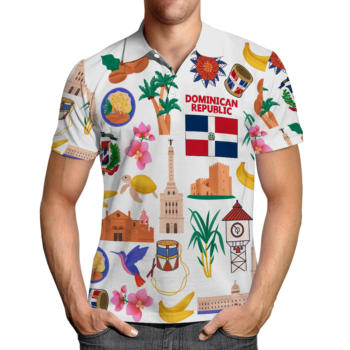 Dominican Republic Flag With Symbols Polo Shirt