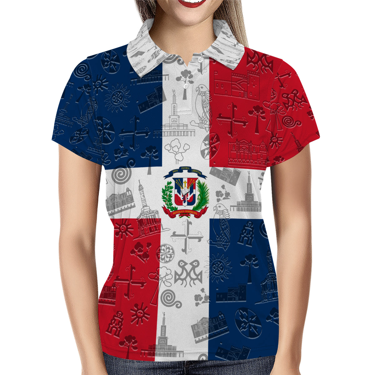 Dominican Repubic Polo Shirt With Cultural Flag