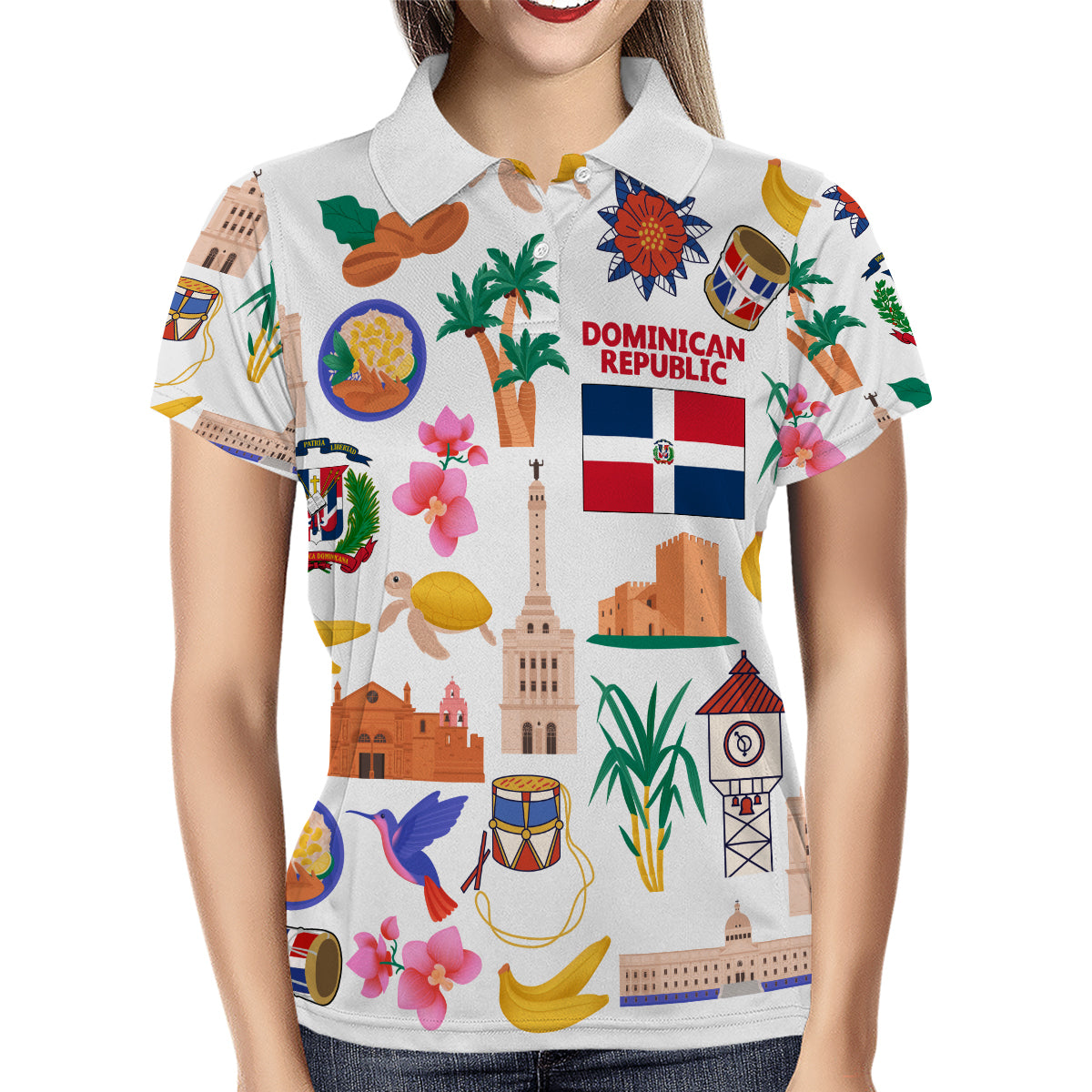 Dominican Republic Flag With Symbols Polo Shirt