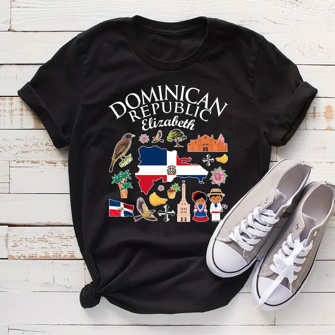 Customized Dominican Republic T-shirt With Symbols And Name