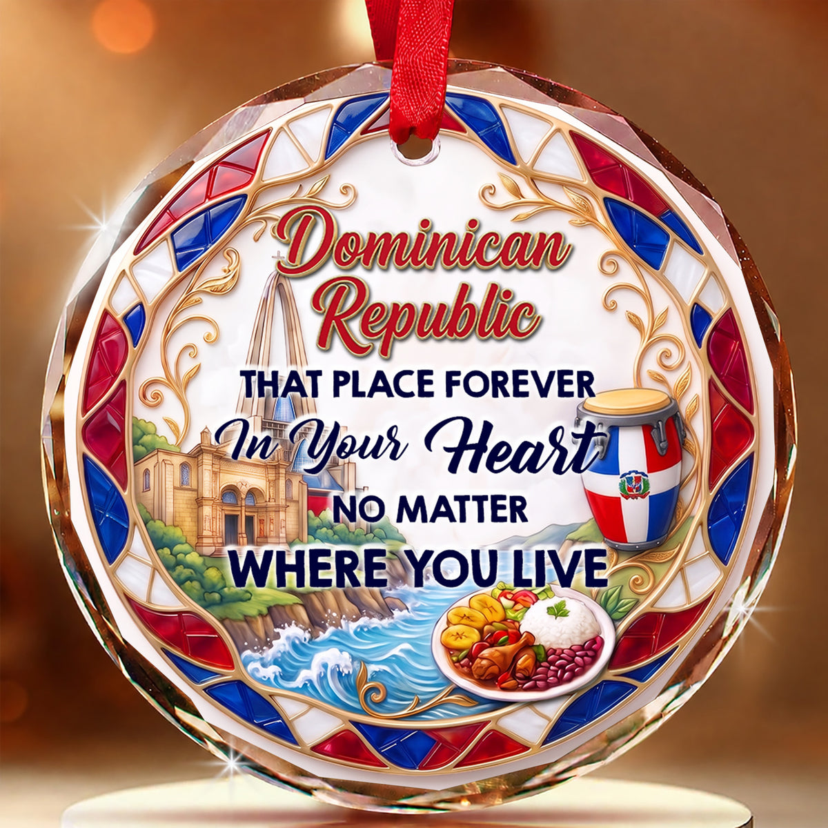 Dominican Republic That Place Forever In Your Heart 2D Print Circle Glass Ornament