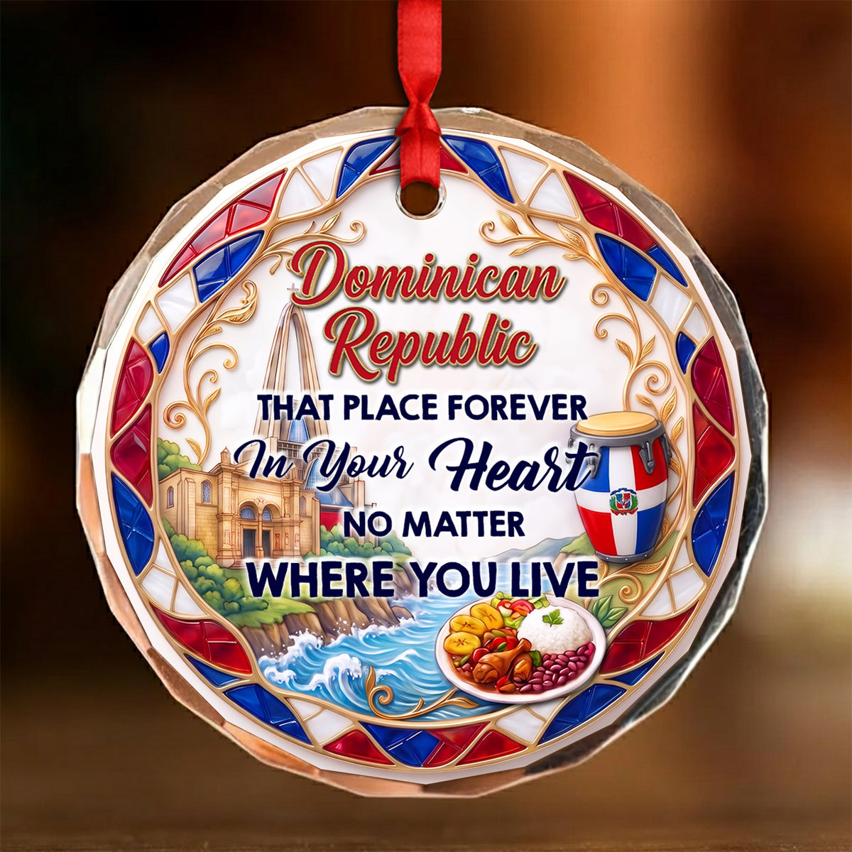 Dominican Republic That Place Forever In Your Heart 2D Print Circle Glass Ornament