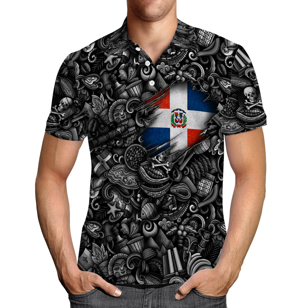 Dominican Republic Polo Shirt With Dominican Republic Flag