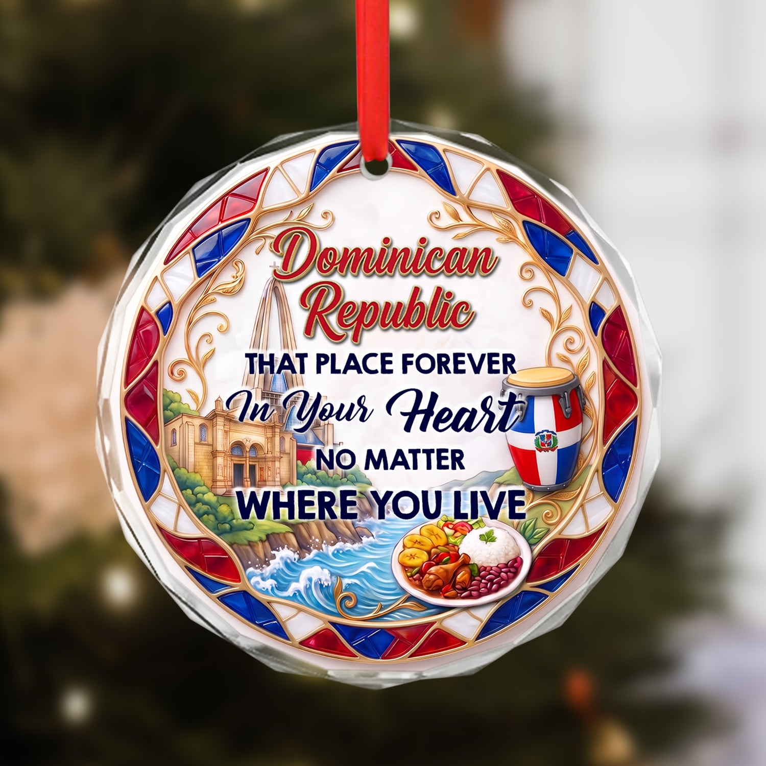 Dominican Republic That Place Forever In Your Heart 2D Print Circle Glass Ornament