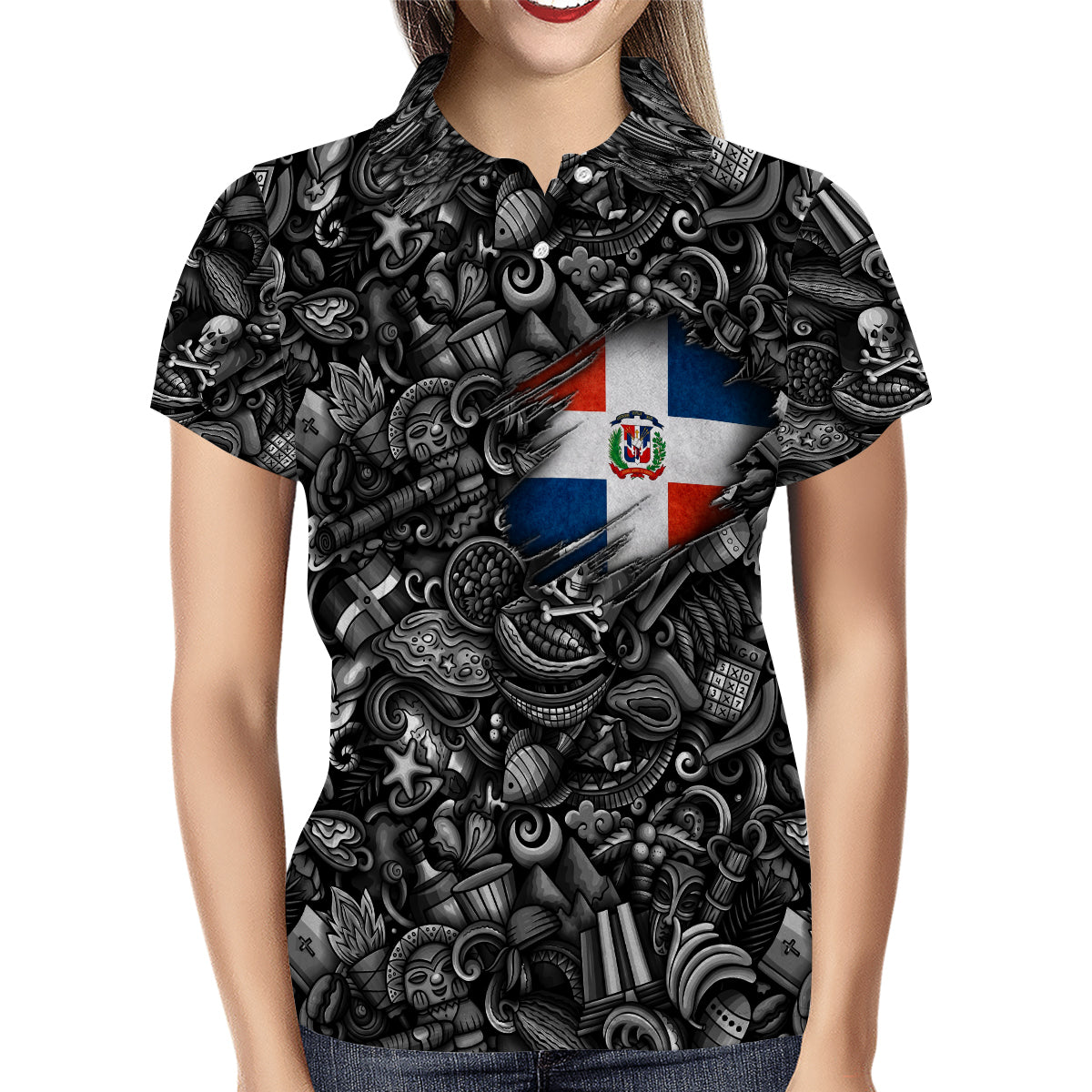 Dominican Republic Polo Shirt With Dominican Republic Flag