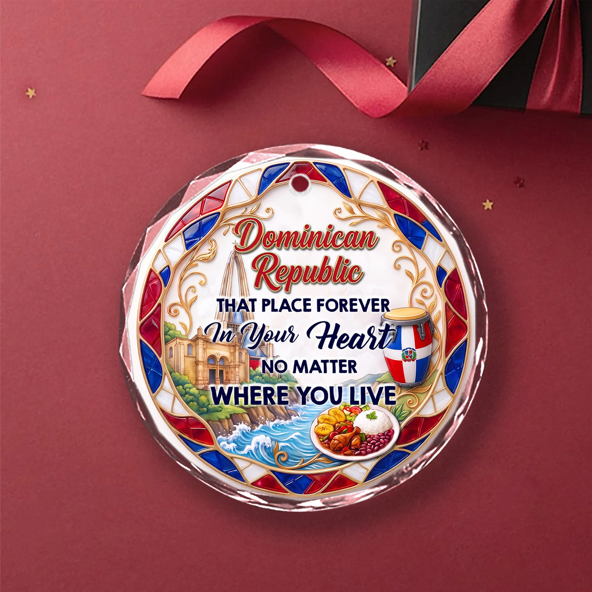 Dominican Republic That Place Forever In Your Heart 2D Print Circle Glass Ornament
