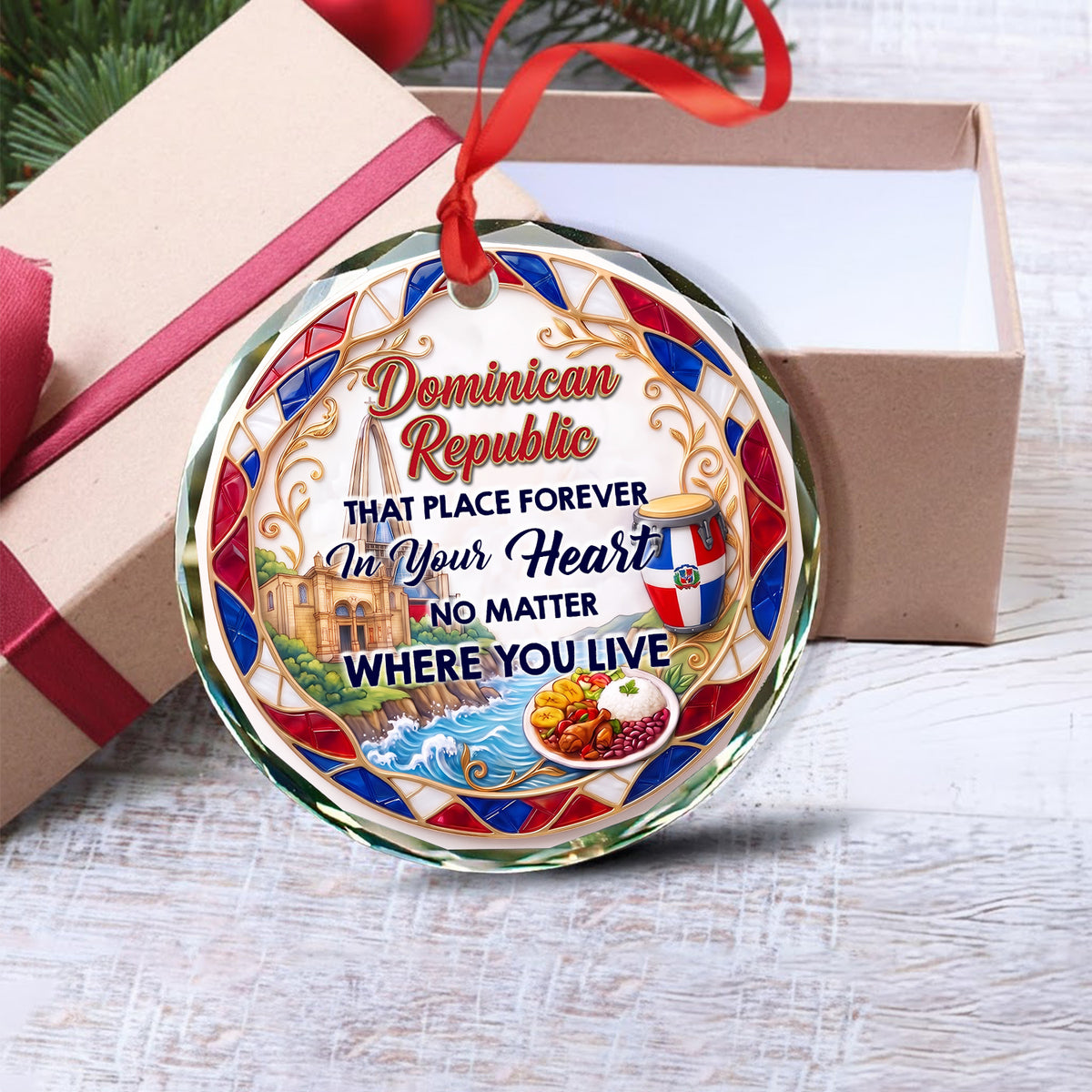 Dominican Republic That Place Forever In Your Heart 2D Print Circle Glass Ornament