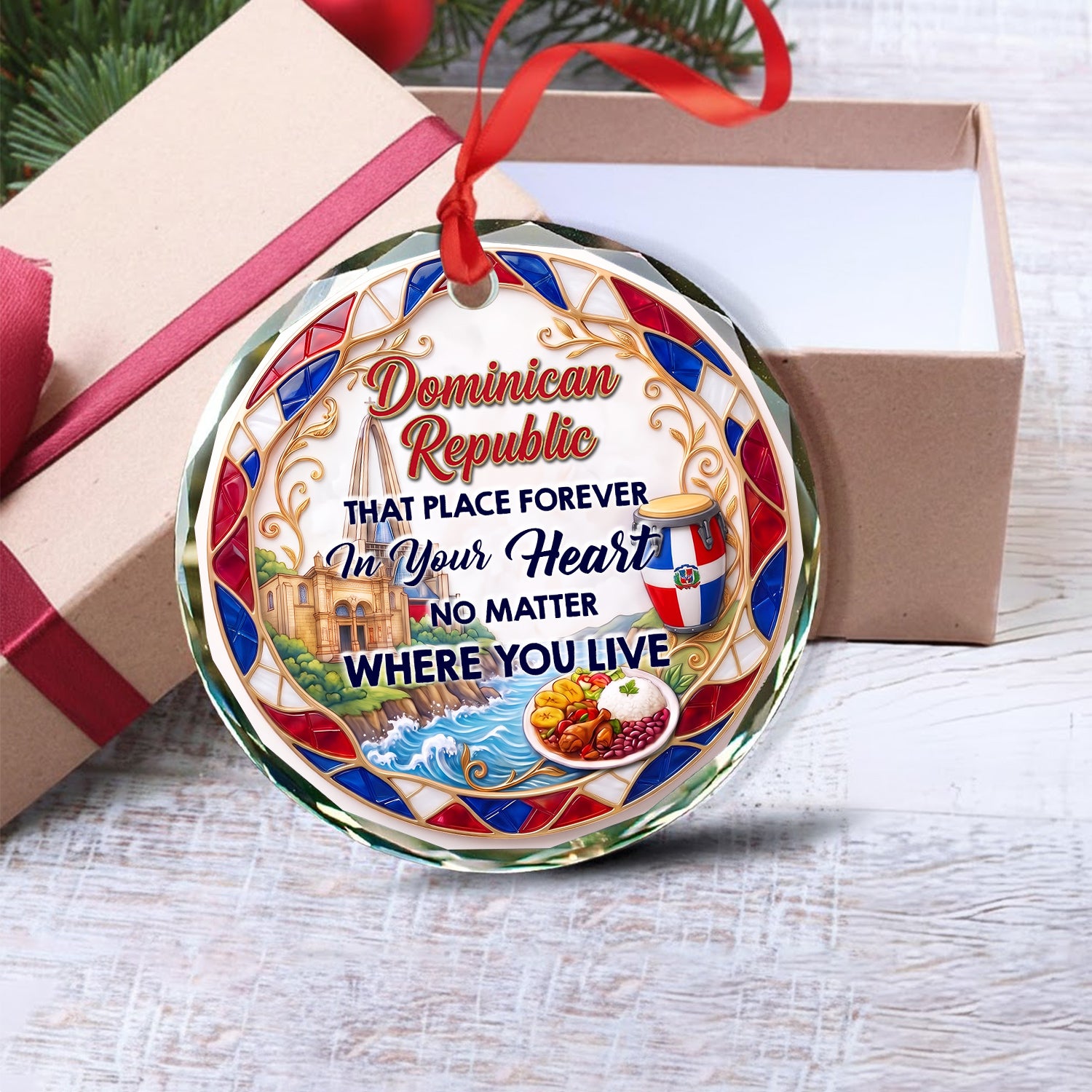 Dominican Republic That Place Forever In Your Heart 2D Print Circle Glass Ornament