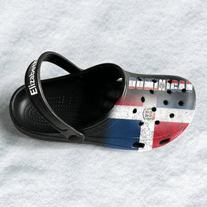 Dominican Personalized Clogs Shoes With A Half Flag v2