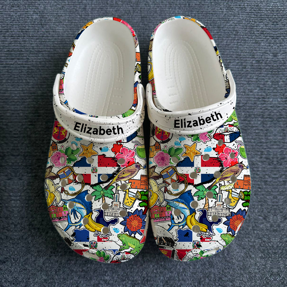 Dominican Symbols Personalized Clogs Shoes