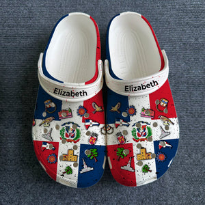 Dominican Flag Symbols Personalized Clogs Shoes